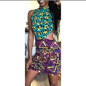 S Nasty Gal Neon Tribal Print Dress